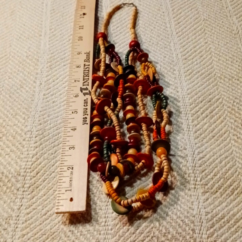 Boho Statement Necklace With Multi Colored And Sh… - image 1